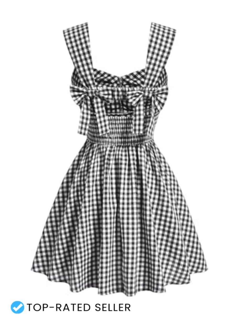 Plaid Ruched Bust Sleeveless Bowknot Pleated Short Dress